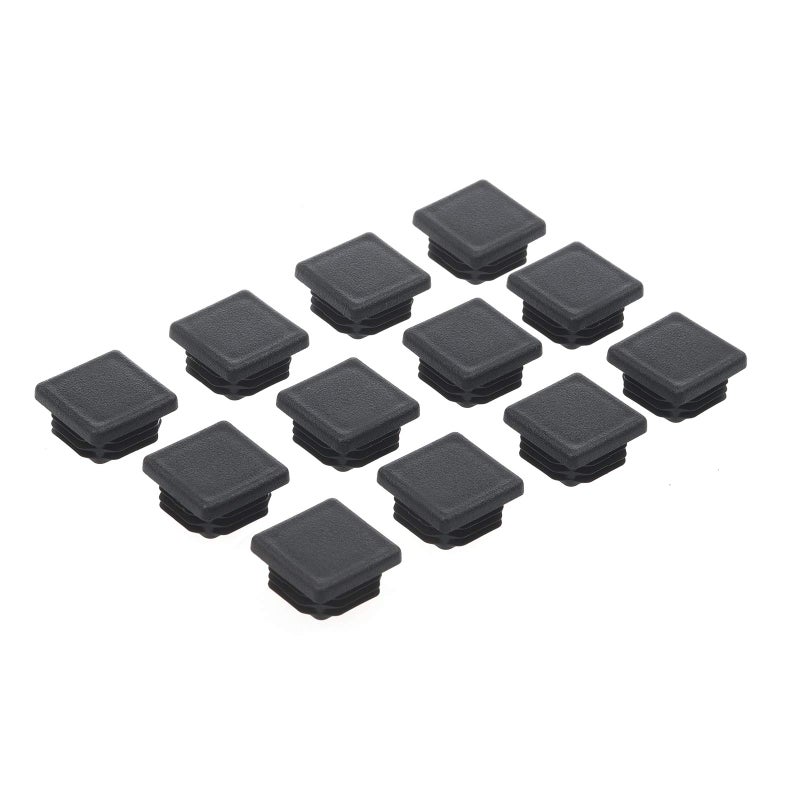 Timsec 1-1/4Inch Square Plastic Plug, End Caps for Tubing Pipe OD 1-1/4" x 1-1/4" (not ID), Steel Chair Leg End Caps, Bar Stool Glides Inserts, Fence Plugs, Furniture or Fitness Equipment End Caps (12 Packs) - Image 1